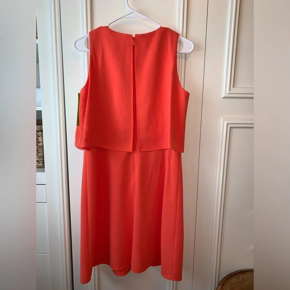 Calvin Klein Orange Sleeveless Layer Popover Dress 8 - Picture 4 of 6
